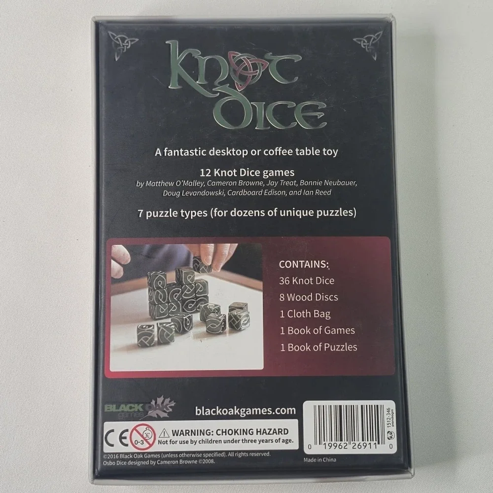 Knot Dice Deluxe Complete Black Oak Games Celtic Puzzle Game 36 Dice Bag Chips